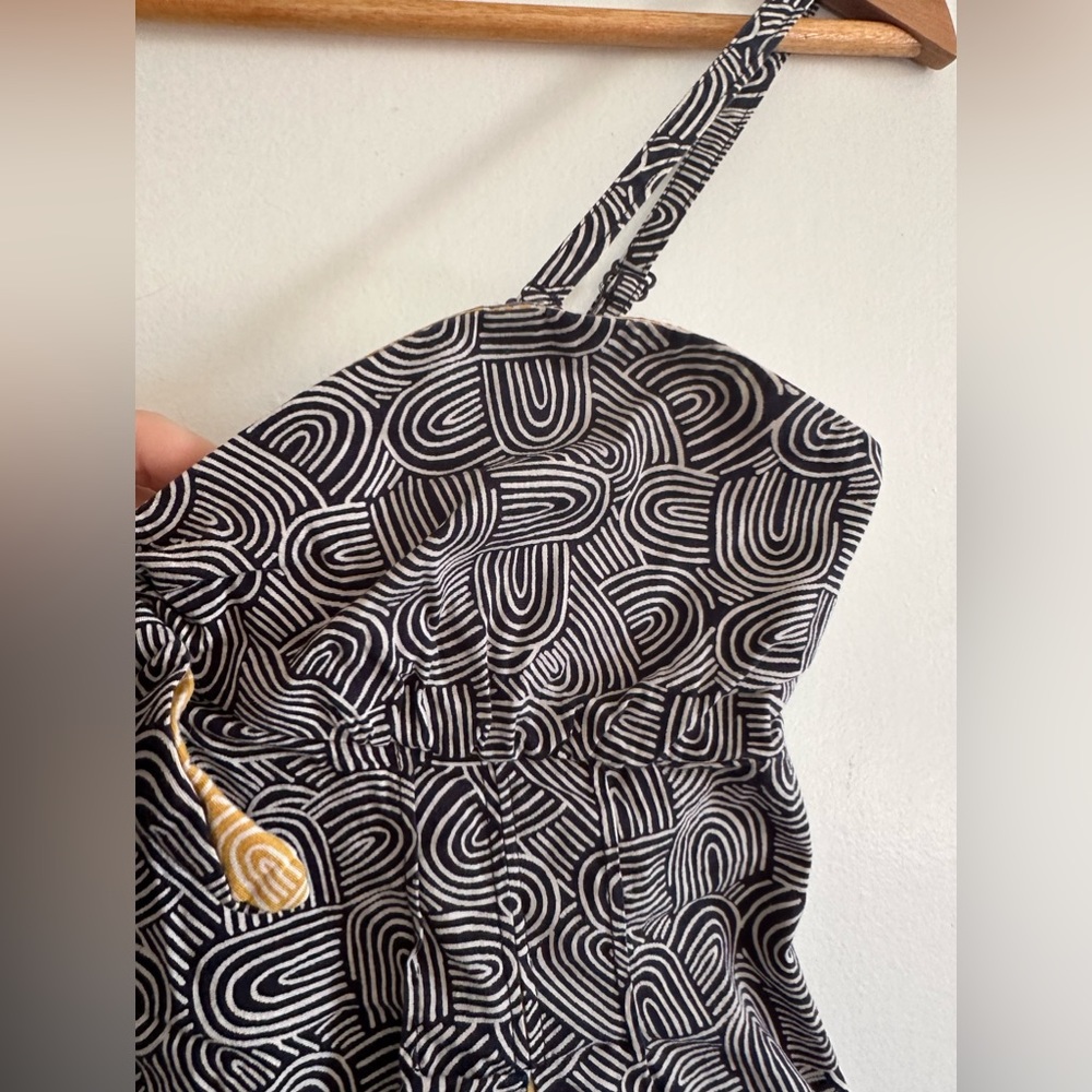 Anthropologie Odille Navy/Yellow Geometric Bow Structured Tank Top Size 0 EUC - Picture 3 of 8